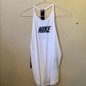 Nike White Sleeveless Top with Black Logo